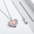 wholesale 925 Sterling Silver Pink Opal Heart with Wings Pendant Necklaces - Dainty s for Her-0-3