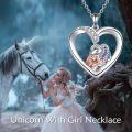 TOUPOP Sterling Silver Crystal Unicorn Heart Pendant I Love You Necklace-0-2