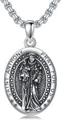 wholesale 925 Sterling Silver Saint Anthony Pendant Necklace  with Chain for Men Women Catholic  45cm/18inch Length-0-0