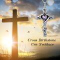 wholesale TOUPOP Cross Urn Necklaces For Ashes Birthstone Cremation Jewelry 925 Sterling Silver Cross Memorial Keepsake Jewelry For Women (with Funnel Filler) -0-4