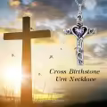 TOUPOP Sterling Silver Birthstone Cross Urn Necklace for Ashes with Filler-0-4