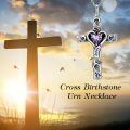 TOUPOP Sterling Silver Birthstone Cross Urn Necklace for Ashes with Filler-0-4