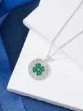 wholesale 925 Sterling Silver Celtic Knot Green Crystal Shamrock Pendant Necklace Luck Charm Jewelry for Women Girls Gifts 4-Leaf Clover Necklaces Irish Style Accessories-0-4