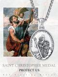 wholesale 925 Sterling Silver St Christopher Protect Us Pendant & 3+2 Extender Chain for Men Women -0-5