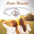 wholesale 925 Sterling Silver AOBOCO Sisters Bracelet with Heart and Girls Design s for Women-0-1