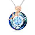 TOUPOP Sterling Silver & Birthstone Rose Flower Pendant Necklace-0-0