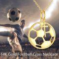 wholesale 14K Gold Soccer Ball Cross Pendant Necklace - Sports s for Women and Men-0-5