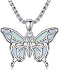 wholesale 925 Sterling Silver White Fire Opal Heart Dove Pendant Necklace for Women Girls Gift-0-24