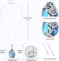wholesale 925 Sterling Silver Blue Rose Flower Tear Drop Moonstone Pendant Necklace for Women and Girls-0-5