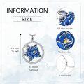 wholesale 925 Sterling Silver Blue Enamel Rose Pendant Necklace for Women Girls Mothers Day Gifts-0-3