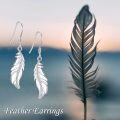 wholesale 925 Sterling Silver Feather Dangle Earrings - Elegant Gift for Her-0-5