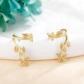 wholesale 925 Sterling Silver Leaf Cuff Earrings, Hypoallergenic No-Piercing Cartilage Huggie Ear Cuffs, Elegant Fashion Jewelry Gift for Women-0-2