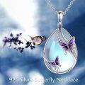 wholesale 925 Sterling Silver Purple Butterfly Teardrop Pendant Necklace for Women-0-2