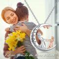 wholesale 925 Sterling Silver Moon & Heart Pendant Necklace Gift for Mom Nana Mother Daughter Birthday Christmas-0-2