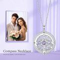 wholesale 925 Sterling Silver 12 Months Birthstone Compass Necklace for Women-0-2