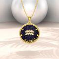 wholesale 14k Gold Plated Blue Sandstone Zodiac Necklace 12 Constellation Pendant for Women-0-49