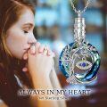 wholesale 925 Sterling Silver Blue Crystal Tree of Life Evil Eye Urn Keepsake Locket Necklace for Ashes Memorial  48 Chain Included-0-1