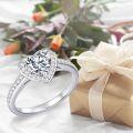 wholesale TOUPOP 1ct Heart Halo Moissanite Engagement Rings For Women D Color Vvs1 S925 Sterling Silver Heart Cut Moissanite Eternity Promise Wedding Anniversary Christmas Jewelry Gift For Wife Bride Size 6-9 -0-5
