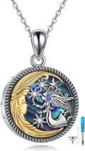 wholesale 925 Sterling Silver Mermaid Moon Star Pendant Urn Keepsake Necklace for Ashes Memorial-0-0