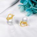 wholesale 925 Sterling Silver Gold-Plated 10mm Pearl Chunky Hoop Earrings-0-3