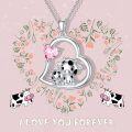 wholesale Sterling Silver Stone Cute Animal Pendant Necklace for Couples Sister Daughter Mother Birthday Gift-0-102