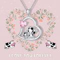 wholesale 925 Sterling Silver Mom Heart Shape Animal Pendant Necklaces for Women Girls Family Love Gift-0-102