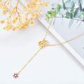wholesale 14K Gold Purple Enamel Flower Butterfly Lariat Necklace for Women-0-4
