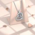wholesale 925 Sterling Silver Heart-Shaped Tree of Life Pendant with Cubic Zirconia Elements - Family  for Women-0-3