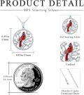 wholesale 925 Sterling Silver Red Enamel Cardinal Tree of Life Pendant Necklace for Women Girls Gifts-0-2