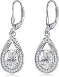 wholesale Sterling Silver Genuine Simulated Birthstone Teardrop Leverback Earrings-0-0