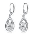 wholesale 925 Sterling Silver 3 ct Moissanite D VVS Tear Drop Halo Leverback Earrings-0-0