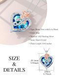 TOUPOP 925 Sterling Silver Blue Crystal Music Note Heart Pendant Necklace-0-1