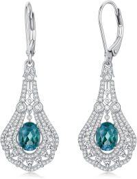 wholesale Sterling Silver 1 5ct Birthstone 6x8mm Oval Drop Earrings for Women-London Blue Topaz