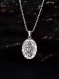 wholesale 925 Sterling Silver Oval St Peregrine Medal Cross Pendant Necklace Wholesale  for Men & Women Gifts-0-2