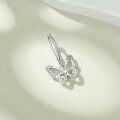 wholesale 925 Sterling Silver Butterfly Dangle Belly Button Ring for Women - Simple Reverse Navel Rings Body Jewelry-0-1