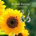 wholesale 14K Gold Plated Sterling Silver Round Natural Jade Earrings for Women-0-32