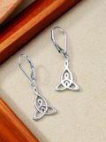 wholesale 925 Sterling Silver Celtic Knot Drop Earrings with Leverback Hooks for Women-0-4