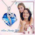 wholesale 925 Sterling Silver Blue Heart & Butterfly Pendant Necklaces for Mom Gifts-0-2