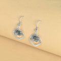 wholesale 925 Sterling Silver Heart-Shaped Sunflower Dangle Drop Earrings with Floral Design for Women-0-2