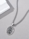 wholesale 925 Sterling Silver Saint Raphael Angel Oval Cross Pendant Necklace -0-3