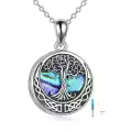 wholesale 925 Sterling Silver Round Abalone Shell and Opal Tree of Life Cremation Jewelry Keepsake Pendant Necklace Wholesale with Chain-0-0