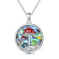 wholesale 925 Sterling Silver Mushroom Frog Pendant Necklace with Abalone Shell and Enamel Accents-0-0
