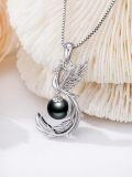wholesale Tahitian Phoenix Black Pearl Necklace For Women Sterling Silver Black Pearls Necklace Gifts For Sister Birthday Anniversary Jewelry Valentine Christmas Gifts For Women Wife Her -0-2