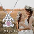 wholesale 925 Sterling Silver Bunny Rabbit Heart Pendant Necklace Animal s for Women-0-4