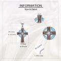 wholesale 925 Sterling Silver Cross Turquoise Stone Pendant Necklace with Wooden Inlay-0-4