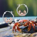 wholesale 925 Sterling Silver Rose Gold Crab Hoop Earrings - Cute Animal  for Her-0-4