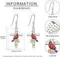 wholesale 925 Sterling Silver Red Cardinal Cross Flower Drop Earrings-0-5