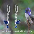wholesale 925 Sterling Silver Blue Hummingbird Drop Earrings for Women-0-2