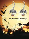 wholesale 925 Sterling Silver Witch's Heart Black Rose Pumpkin Bat Spider Skeleton Halloween Drop Earrings for Women Gifts-0-5
