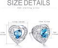 wholesale 925 Sterling Silver Birthstone Heart Stud Earrings Jewelry Gifts for Women-0-89